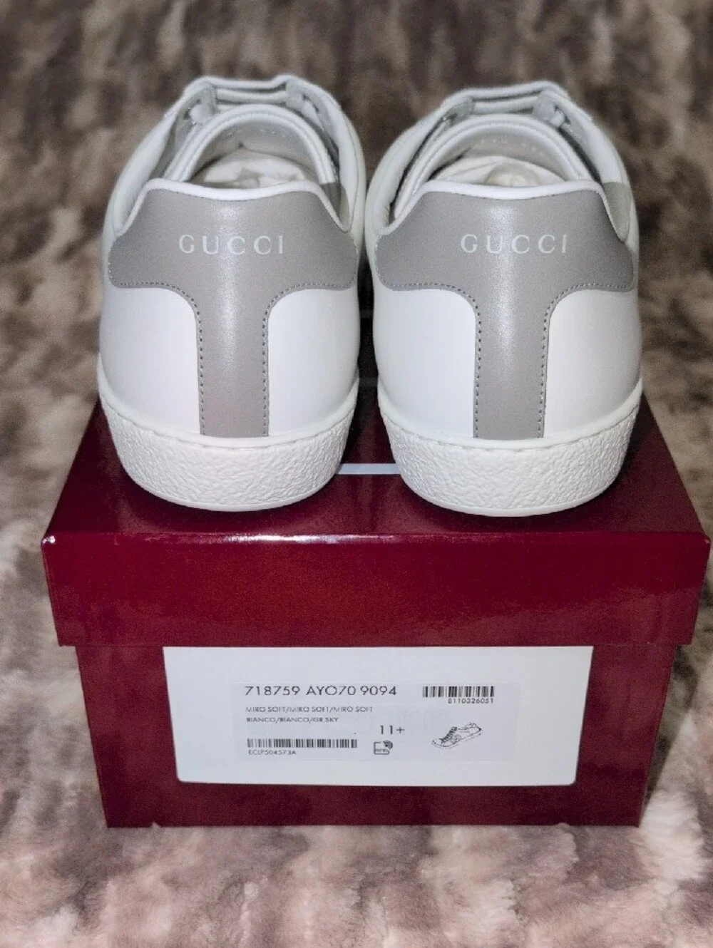 Gucci Ace White Leather Sneakers Mens UK Sz 11.5 - New In Box